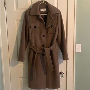 Calvin Klein Single Breasted Coat with Tie